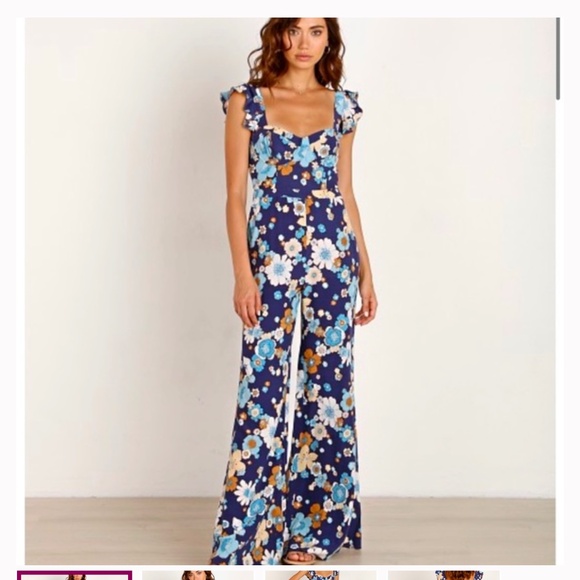 For Love & Lemons ‘70s Midnight Blossom Jumpsuit - Picture 3 of 4